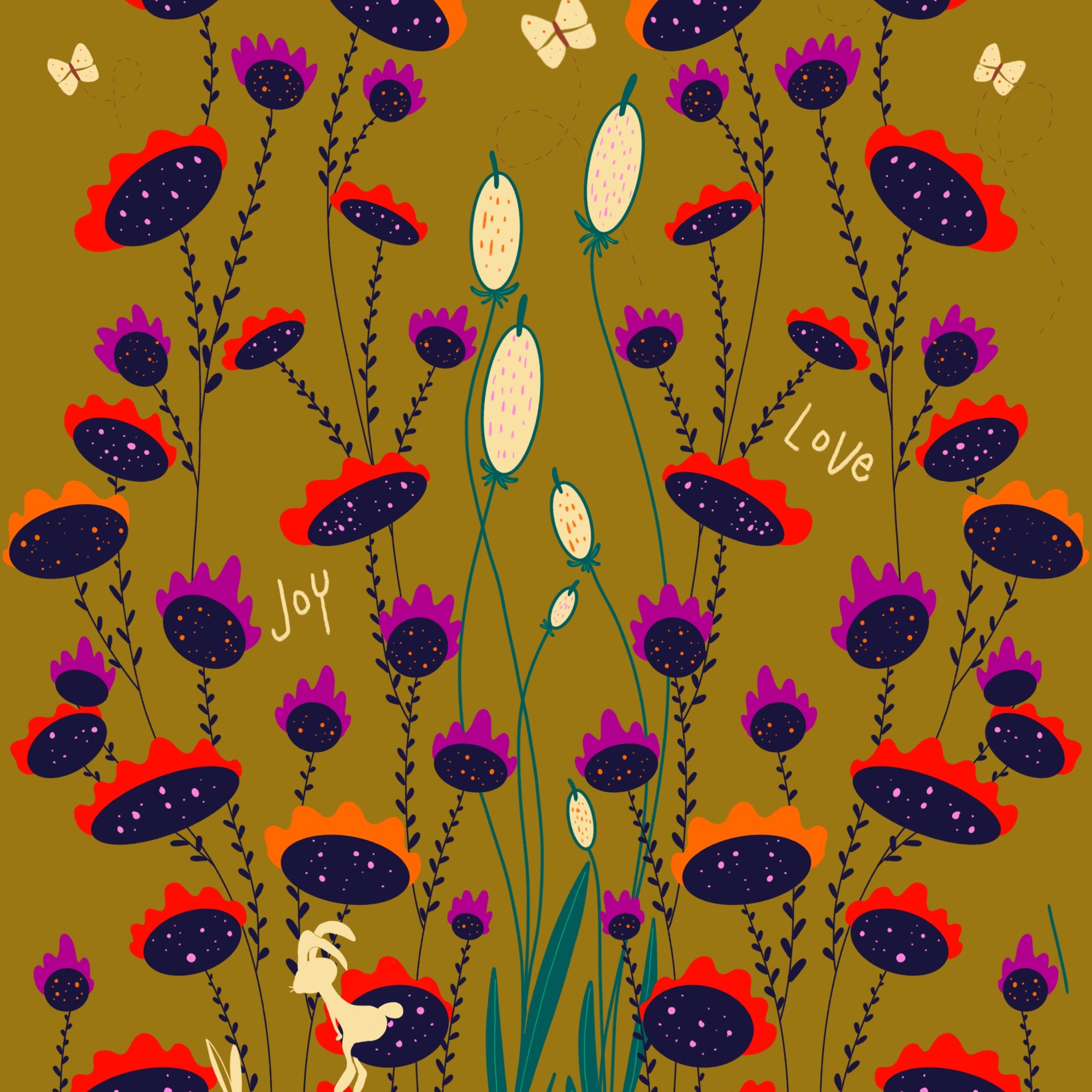 Image of a hand illustrated abstract floral motif